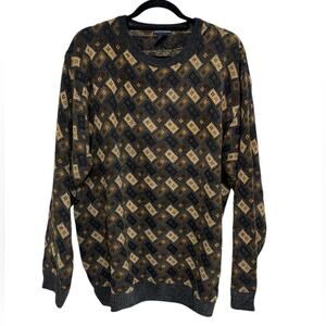 Vintage Grandpa Crewneck Patterned Pullover Sweater - Size L